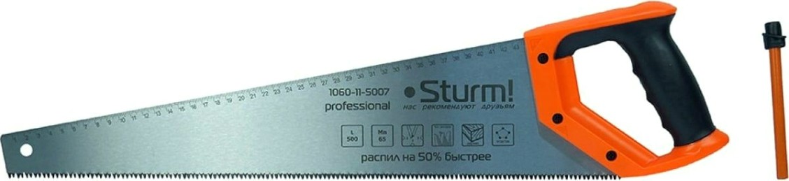 Ножовка по дереву Sturm 1060-11-5007 с карандашом, 500мм, каленый 3d зуб Ножовка по дереву Sturm 1060-11-5007 с карандашом, 500мм, каленый 3d зуб