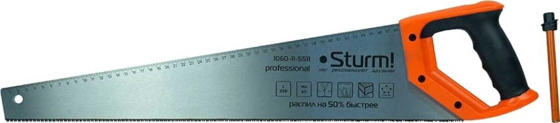 Ножовка по дереву Sturm 1060-11-5511 с карандашом, 550мм, каленый 3d зуб Ножовка по дереву Sturm 1060-11-5511 с карандашом, 550мм, каленый 3d зуб
