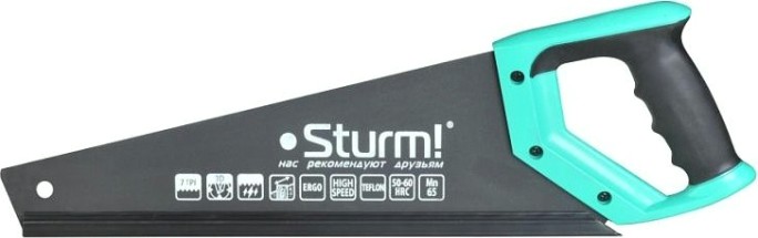 Ножовка по дереву Sturm 1060-62-350 350мм, тефлоновое покрытие, 7tpi, 3d зуб Ножовка по дереву Sturm 1060-62-350 350мм, тефлоновое покрытие, 7tpi, 3d зуб