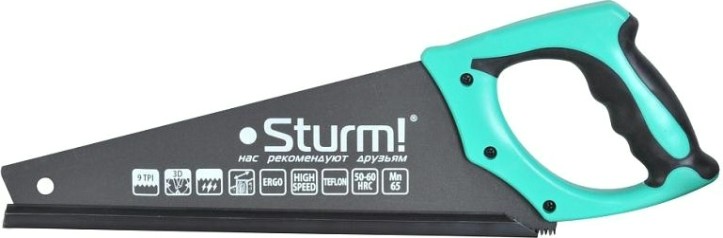 Ножовка по дереву Sturm 1060-64-350 350мм, тефлоновое покрытие, 9tpi, 3d зуб Ножовка по дереву Sturm 1060-64-350 350мм, тефлоновое покрытие, 9tpi, 3d зуб