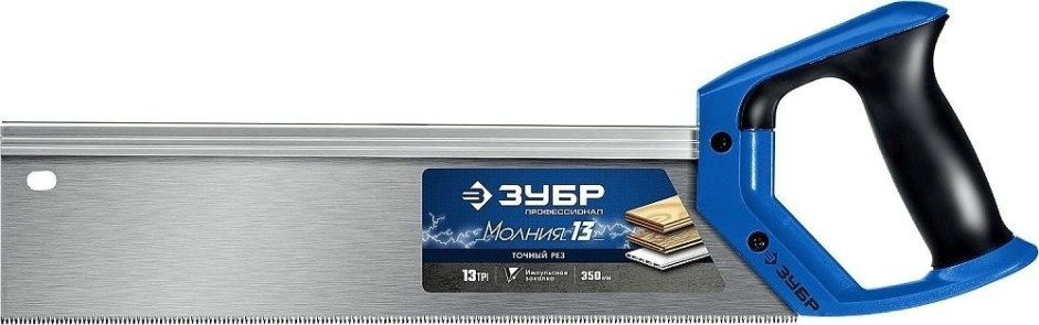 Ножовка по дереву ЗУБР МОЛНИЯ 13 с обушком для стусла 35х11 см, 13 tpi [15155-35_z01]