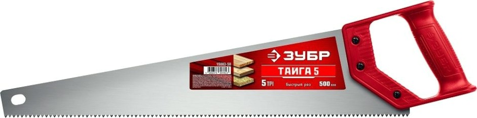 Ножовка по дереву ЗУБР ТАЙГА-5 для быстрого реза 500 мм, 5 tpi [15083-50]