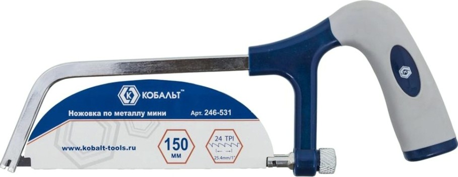 Ножовка по металлу Кобальт 246-531 мини 150 мм, пластиковая рукоятка, рамка