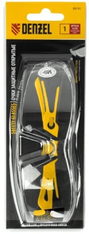 Очки защитные Denzel 89 191 открытые, поликарбонатные, прозрачная линза, 2х ко [89191]