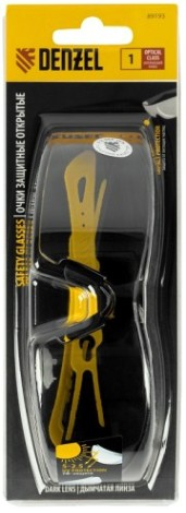 Очки защитные Denzel 89 193 открытые, поликарбонатные, дымчатая линза, 2х комп [89193]