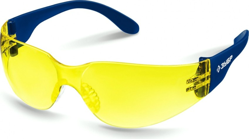 Очки защитные ЗУБР БАРЬЕР желтые, линза устойчивая к царапинам и запотеванию [110488]