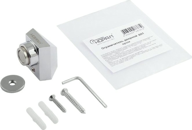 Ограничительный стопор НОРА-М 801 магнитный, напольный "Хром" [8864]