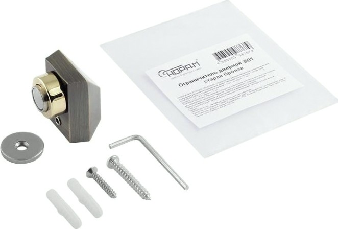 Ограничительный стопор НОРА-М 801 магнитный, напольный "Старая бронза" [8866]