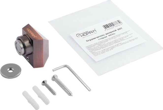 Ограничительный стопор НОРА-М 801 магнитный, напольный "Старая медь" [8867]