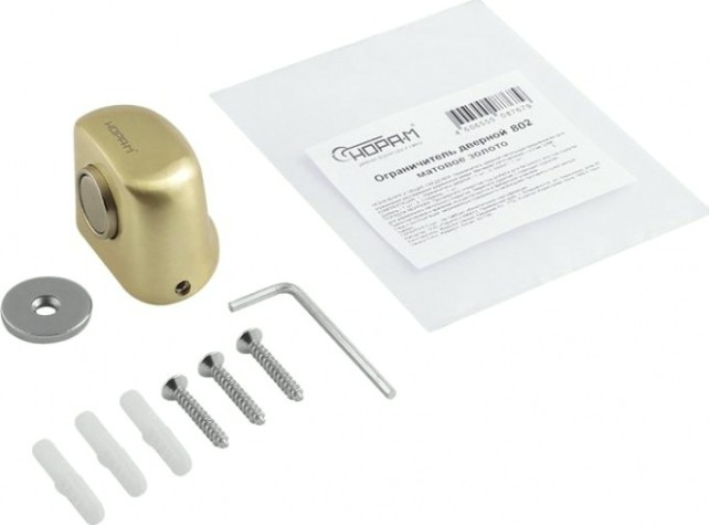 Ограничительный стопор НОРА-М 802 магнитный, напольный "Матовое золото" [8869]