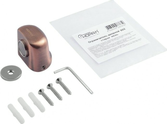 Ограничительный стопор НОРА-М 802 магнитный, напольный "Старая медь" [8872]