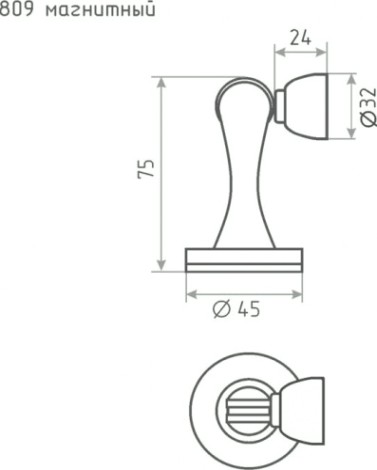 Ограничительный стопор НОРА-М 809 магнитный, универсальный "Хром" [8890]