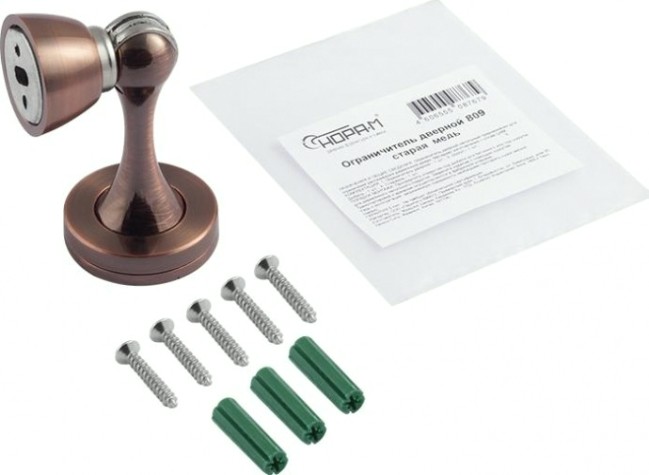 Ограничительный стопор НОРА-М 809 магнитный, универсальный "Старая медь" [8888]