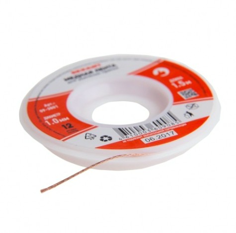 Оплетка для удаления припоя REXANT 09-3001 медная, 1,0ммx1,5м Оплетка для удаления припоя REXANT 09-3001 медная, 1,0ммx1,5м