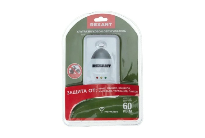 Отпугиватель вредителей REXANT 71-0018 ультразвуковой с LED-индикатором, S 60м², 220В Отпугиватель вредителей REXANT 71-0018 ультразвуковой с LED-индикатором, S 60м², 220В