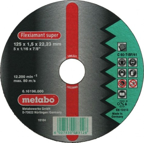 Отрезной круг по керамике METABO 125x1,5x22,23 мм прямой С60Т [616196000]