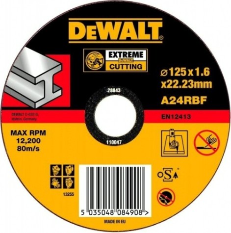 Отрезной круг по металлу DeWALT 125х1.6x22.2 мм DT43906-XJ [DT43906-QZ]