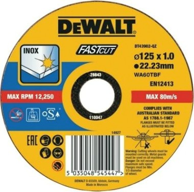 Отрезной круг по металлу DeWALT 125x1.0х22.2 мм Extreme DT43902-QZ [DT43902-QZ]
