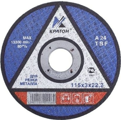 Отрезной круг по металлу КРАТОН A24TBF 115х3.0х22.2 мм Профи 10702006 [1 07 02 006]