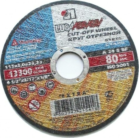 Отрезной круг по металлу ЛУГА 115х3,0х22,2 A 24 S BF 80 (14А БУ) круг отр. мет. [D11001152230000]