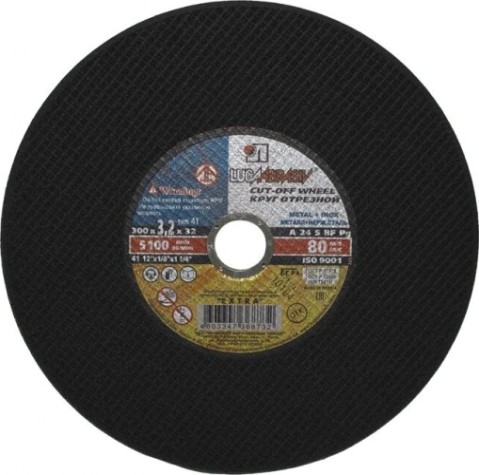 Отрезной круг по металлу ЛУГА 300х3,2х32,0 мм A 24 S BF (14А БУ) 80 2 ручн.круг отр. мет. [D11003003232100]