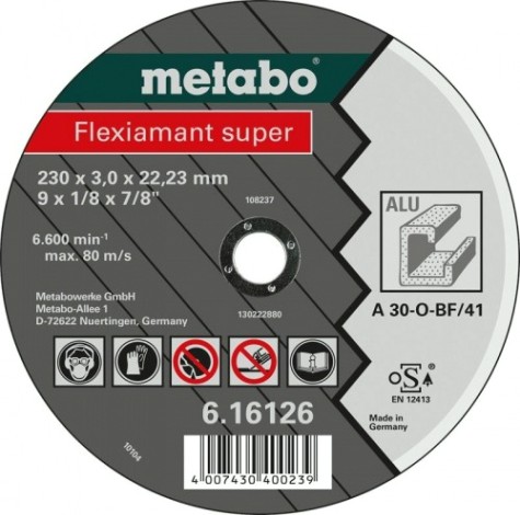 Отрезной круг по металлу METABO 125x2,5x22,23 мм ALU Flexiamant S [616752000]