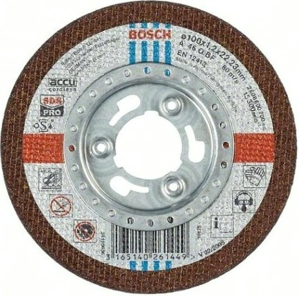 Отрезной круг по нержавеющей стали BOSCH 100х1,2х22 мм A46Q-BF SDS-PRO [2608600700]