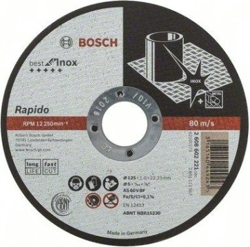 Отрезной круг по нержавеющей стали BOSCH 125х1,0х22 мм A60W41-BF Best for Inox - Rapido [2608602221]