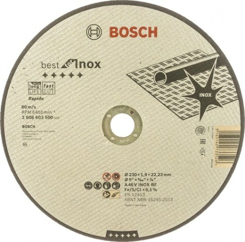 Отрезной круг по нержавеющей стали BOSCH 230х1,9х22 мм AS46VINOX-BF Best for Inox [2608603500]