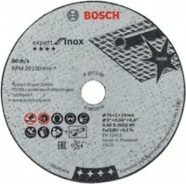 Отрезной круг по нержавеющей стали BOSCH 76х1,0х10 мм A 60 R INOX BF (5шт.) Expert for Inox [2608601520]