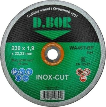 Отрезной круг по нержавеющей стали D.BOR 230x1,9x22,2 мм WA46T-BF, F41 INOX-CUT [D-F41-IC-230-19-22]