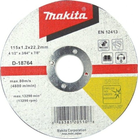 Отрезной круг по нержавеющей стали MAKITA 115х1,2х22,23 мм WA60 D-18764 [D-18764]