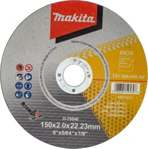 Отрезной круг по нержавеющей стали MAKITA 125х1х22,23 мм WA46R [D-75530]