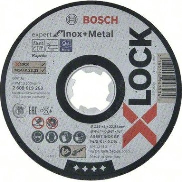 Отрезной круг по нержавеющей стали X-LOCK BOSCH 115х1,0х22 мм AS60TINOX-BF Expert for Inox and Metal [2608619263]