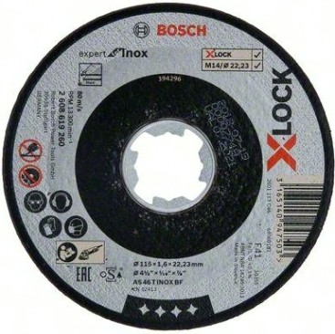 Отрезной круг по нержавеющей стали X-LOCK BOSCH 115х1,6х22 мм AS46T INOX-BF Expert for Inox [2608619260]