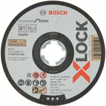 Отрезной круг по нержавеющей стали X-LOCK BOSCH 125х1,0х22 мм WA60T-BF Standard for Inox [2608619262]