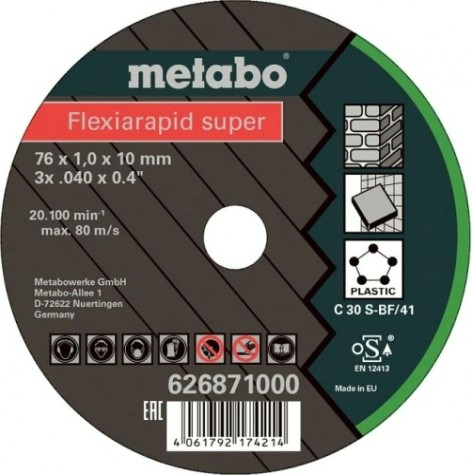 Отрезной круг универсальный METABO 76x1,0x10,00 мм С30-S-BF 41 (5шт.) FLEXIARAPID [626871000]