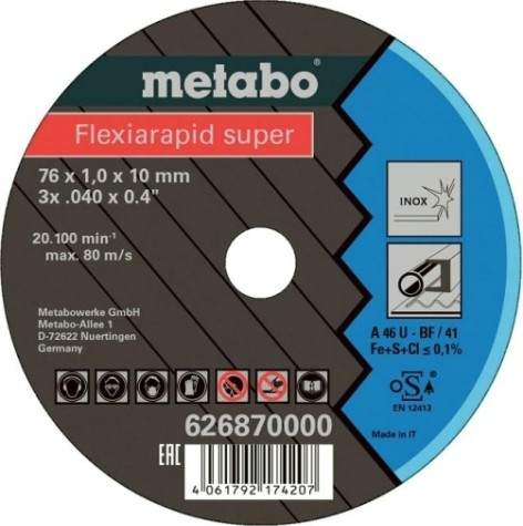 Отрезной круг универсальный METABO 76x1,0x10,00 мм С30-S-BF 41 (5шт.) INOX FLEXIARAPID [626870000]