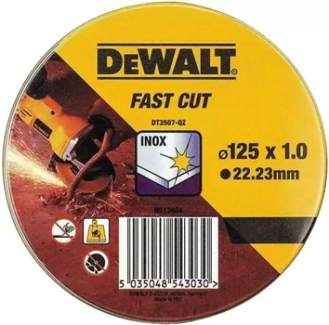 Отрезные круги по нержавеющей стали DeWALT 125x1.0х22.2 мм INOX Extreme DT3507-QZ (уп.10шт) [DT3507-QZ]