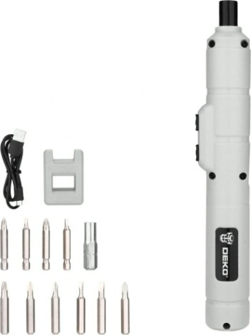 Отвертка аккумуляторная DEKO DKS4-Li + набор бит (10 шт) [065-0662]
