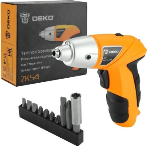 Отвертка аккумуляторная DEKO ZKS4 с набором оснастки 10 шт. [063-4113]