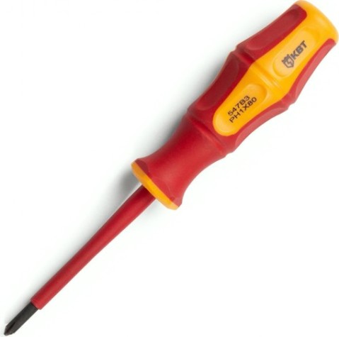 Отвертка диэлектрическая КВТ ПРОФИ 1000 V, PH1 х 80 мм 78611 [78611]