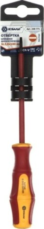 Отвертка диэлектрическая шлицевая Кобальт 248-771 ultra grip sl 3,0х100 мм cr-v, двухкомпонентная ру Отвертка диэлектрическая шлицевая Кобальт 248-771 ultra grip sl 3,0х100 мм cr-v, двухкомпонентная ру