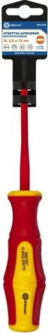 Отвертка диэлектрическая шлицевая Кобальт 646-430 ultra grip sl 2,5х75 мм cr-v, двухкомпонентная рук Отвертка диэлектрическая шлицевая Кобальт 646-430 ultra grip sl 2,5х75 мм cr-v, двухкомпонентная рук