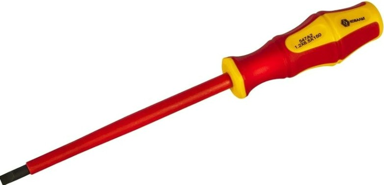 Отвертка диэлектрическая шлицевая Кобальт 646-461 ultra grip sl 6,5х150 мм cr-v, двухкомпонентная ру
