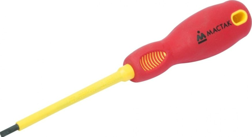 Отвертка диэлектрическая шлицевая МАСТАК 040-40100EH slotted 4,0 мм, 100 мм, держатель Отвертка диэлектрическая шлицевая МАСТАК 040-40100EH slotted 4,0 мм, 100 мм, держатель