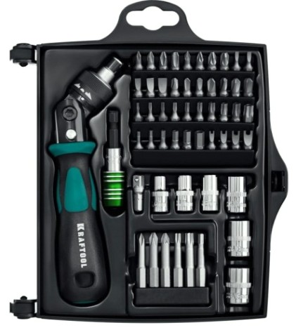 Отвертка KRAFTOOL Expert-55 реверсивная с насадками, 55 предм. [25554-H55_z01]