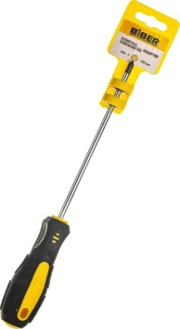 Отвертка крестовая Biber Крафтер 86015 CrV сталь ph 1х150мм [тов-141912]