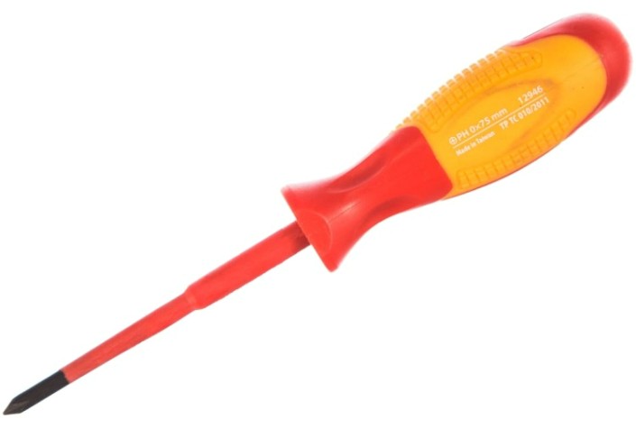 Отвертка крестовая диэлектрическая GROSS 12946 PH0х75 мм, до 1000B Отвертка крестовая диэлектрическая GROSS 12946 PH0х75 мм, до 1000B