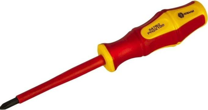 Отвертка крестовая диэлектрическая Кобальт 646-508 ultra grip ph-2х100 мм cr-v, двухкомпонентная руко